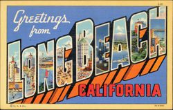 Greetings from Long Beach California Large Letter Postcard