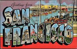 Greetings from San Francisco Large Letter, Fisherman's Wharf Postcard