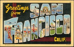 Greetings from San Francisco Large Letter, Golden Gate Bridge Postcard
