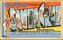 Greetings From Santa Cruz California Large Letter Postcard