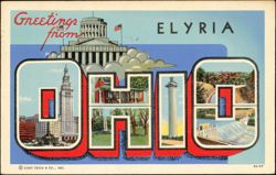 Greetings from Elyria Ohio Large Letter Postcard