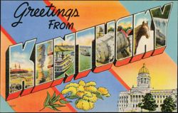 Greetings From Kentucky Large Letter Scenes Postcard