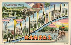 Greetings from Manhattan Kansas Large Letter Postcard