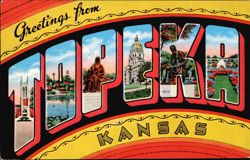 Greetings from Topeka Kansas Large Letter Postcard