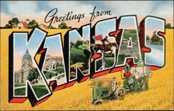 Greetings from Kansas Large Letter Postcard