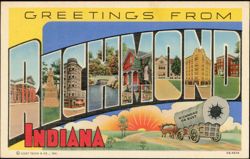 Greetings From Richmond Indiana Large Letter Postcard