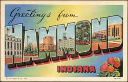 Large Letter Greetings from Hammond Postcard