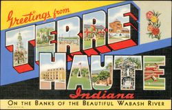 Greetings from Terre Haute Large Letter Postcard