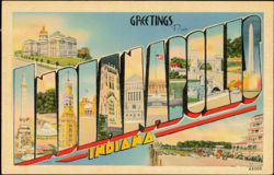 Greetings From Indiana Large Letter Postcard