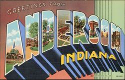 Greetings From Anderson, Indiana Large Letter Postcard