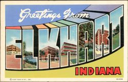 Greetings From Elkhart Indiana Large Letter Postcard