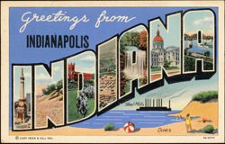 Greetings from Indianapolis, Indiana Large Letter Postcard