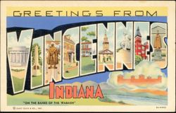 Greetings From Vincennes Indiana Postcard