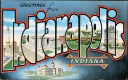Greetings from Indianapolis Large Letter Scenes Postcard