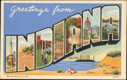 Greetings from Indiana Large Letter Scenes Postcard