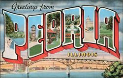 Greetings from Peoria Illinois Large Letter Postcard