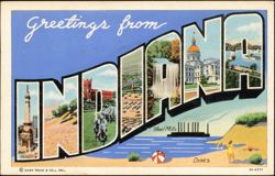 Greetings from Indiana Large Letter Postcard