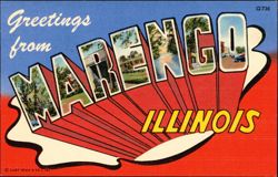 Greetings from Marengo Illinois Large Letter Postcard