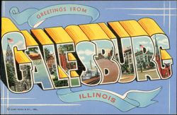 Greetings from Galesburg, Illinois Large Letter Postcard