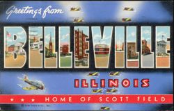 Belleville Illinois Large Letter Greetings, Scott Field Postcard
