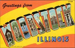 Greetings from Woodstock Illinois Large Letter Postcard
