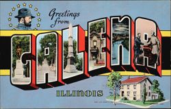 Greetings from Galena, IL, Large Letter Views Postcard
