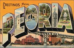 Greetings from Peoria Illinois Large Letter Postcard