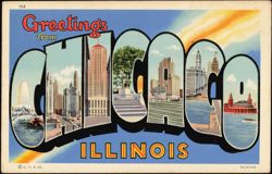 Greetings from Chicago Large Letter Views Postcard
