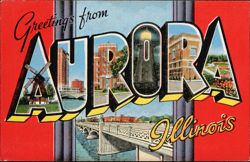 Greetings from Aurora Illinois Large Letter Postcard