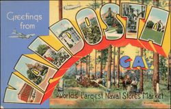 Greetings from Valdosta GA Large Letter Naval Stores Market Postcard