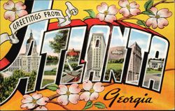 Greetings From Atlanta Georgia Large Letter Dogwood Postcard