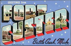 Greetings from Fort Custer Large Letter Postcard