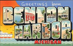 Greetings from Benton Harbor Michigan Large Letter Postcard