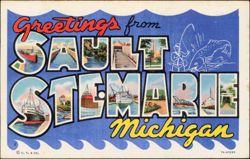 Greetings from Sault Ste. Marie Large Letter Postcard