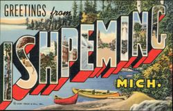 Greetings from Ishpeming Large Letter Postcard