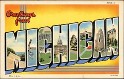 Greetings from Michigan Large Letter Postcard