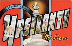 Greetings From Ypsilanti Michigan, Demetrius Ypsilanti Statue Postcard