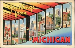 Greetings from Ann Arbor Michigan Large Letter Postcard