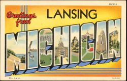 Greetings from Lansing Michigan Large Letter Postcard