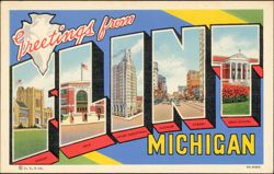 Greetings from Flint Michigan Large Letter Postcard