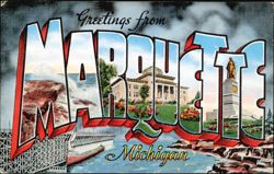 Greetings from Marquette Michigan Large Letter Postcard
