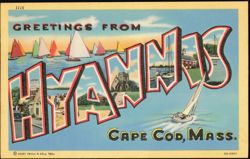 Greetings From Hyannis Large Letter Postcard