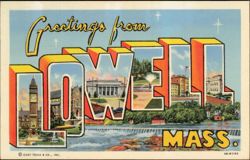 Greetings from Lowell Large Letter Postcard