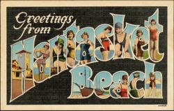 Nantasket Beach Large Letter with Swimmers Postcard