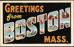 Greetings from Boston Large Letter Postcard
