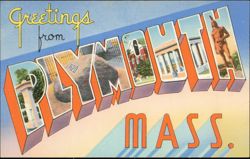 Greetings from Plymouth Large Letter Postcard