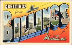Greetings from Billings Large Letter Postcard