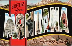 Greetings from Montana Large Letter, The Treasure State Postcard