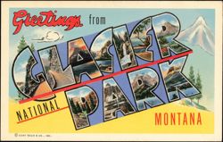 Greetings from Glacier Park Large Letter Postcard