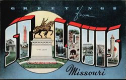 Greetings From St. Louis Missouri Large Letter Postcard